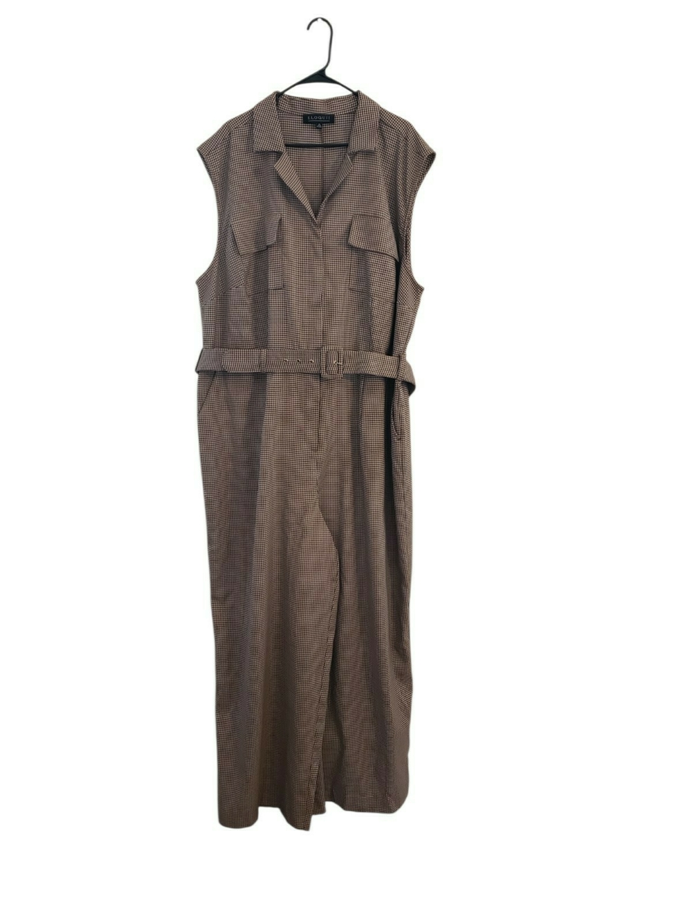 Eloquii Brown Sleeveless Belted Jumpsuit